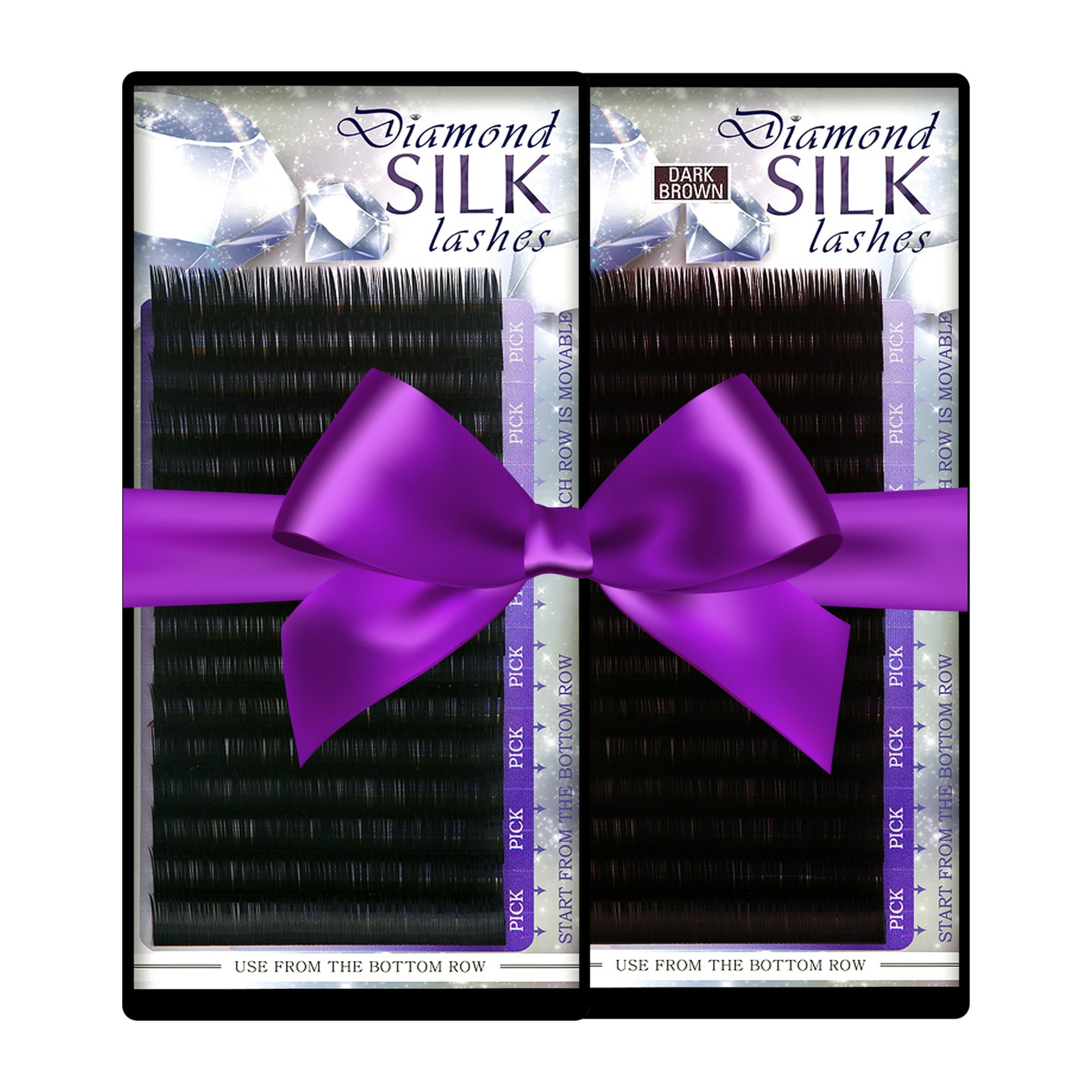 Diamond Silk Lashes - NEGRU + MARO CADOU - Mix 16 linii, C, 0.12mm